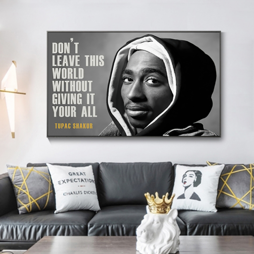 Motivational Quotes Tupac Hip Hop Star canvas in the living room