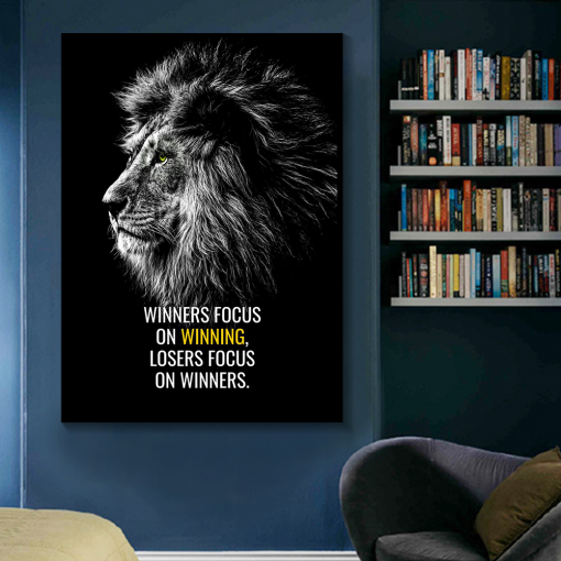 Motivational quotes Lion motive black and white wall art