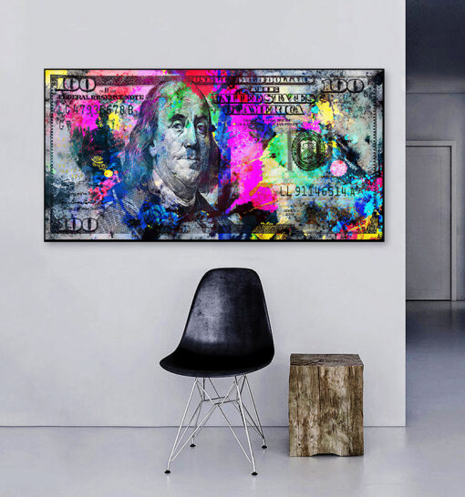 Graffiti Dollars Series Colorful Painting on Canvas Scandinavian Poster