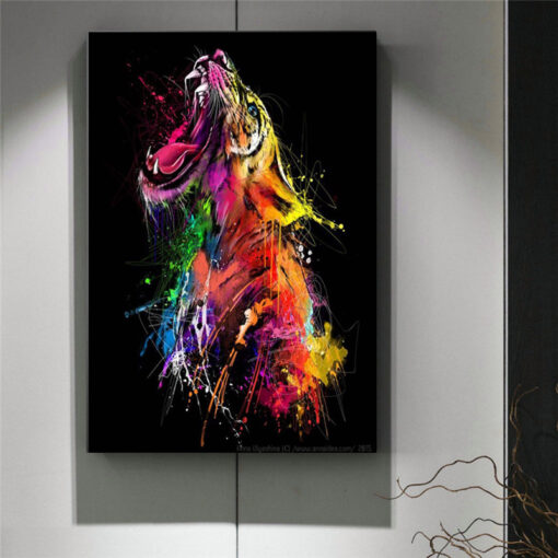 Colorful Tiger Graffiti Art Canvas Painting Animal Posters