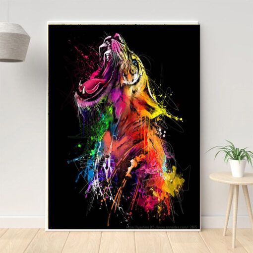 Colorful Tiger Graffiti Art Canvas Painting Animal Posters