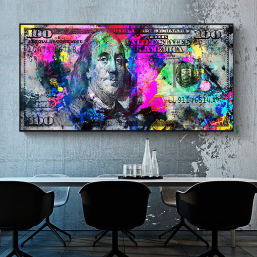 Graffiti Dollars Series Colorful Painting on Canvas Scandinavian Poster