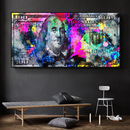 Graffiti Dollars Series Colorful Painting on Canvas Scandinavian Poster