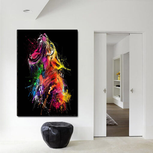 Colorful Tiger Graffiti Art Canvas Painting Animal Posters